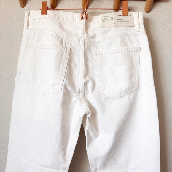 Agolde White Lana Slice Mid Rise Straight Jeans in Element NWT - Picture 9 of 16